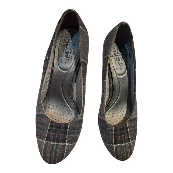 LifeStride Soft System Parigi Plaid Fabric Pumps Women’s Size 7.5M DAMAGE - Picture 2 of 6